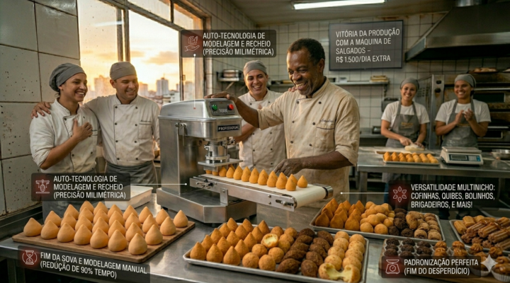O Segredo dos Buffets e Fábricas de Sucesso: Produza Salgados Por Hora com Padronização Perfeita!